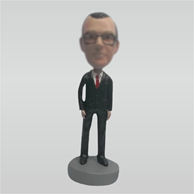 Customize black suit man bobblehead doll