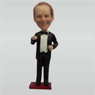 Personalized custom black suit man bobbleheads