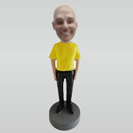 Custom yellow tshirt bobbleheads