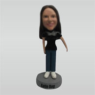 Custom black tshirt girl bobbleheads