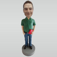 Custom Leisure man hold book bobbleheads