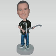 Personalized custom man and guitar bobblehead