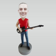 Custom man and guitar bobblehead