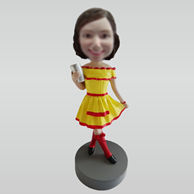 Custom yellow dress bobbleheads