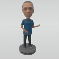 Custom blue tshirt bobblehead