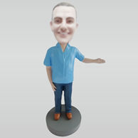 Custom blue tshirt bobbleheads