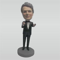 Personalized custom black suit man bobblehead