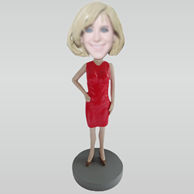 Custom red dress bobble heads