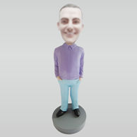 Custom purple coat bobbleheads