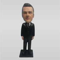 Personalized custom black suit man bobblehead doll