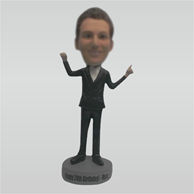 Personalized custom black suit man bobblehead dolls