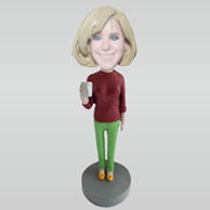 Custom office woman bobble heads