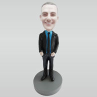 Personalized custom black suit male bobblehead