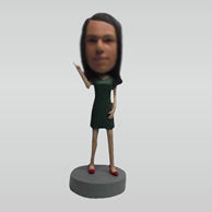 Custom green skirt bobbleheads