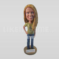 Custom blue jeans female bobbleheads