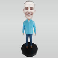 Custom blue jeans bobble heads