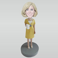 Personalized custom yellow dress bobbleheads