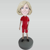 Personalized custom red shorts female bobbleheads