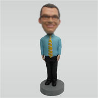 Custom blue shirt man bobble heads