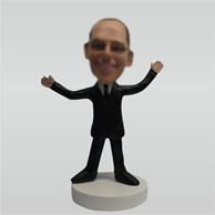 Customize black suit man bobbleheads