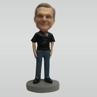 Custom black tshirt bobblehead