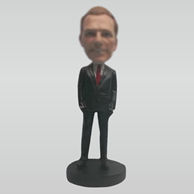 Customize black suit man bobble heads