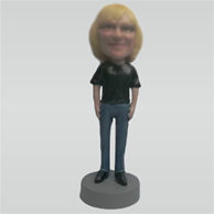 Custom black tshirt bobblehead dolls