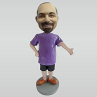 Custom purple shirt bobbleheads