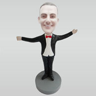 Personalized custom black suit man bobble heads