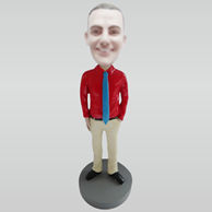 Custom blue tie bobbleheads