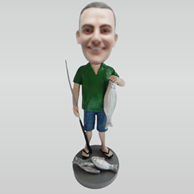 Personalized custom man fishing bobbleheads