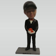 Customize black suit man bobblehead