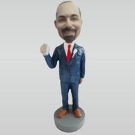 Personalized custom blue suit man bobbleheads