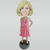 Custom pink dress bobbleheads