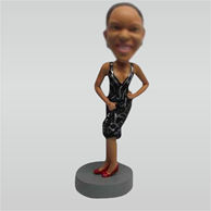 Custom black dress bobbleheads doll