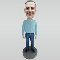 Custom blue shirt bobble heads