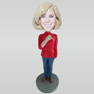 Custom red coat female bobbleheads