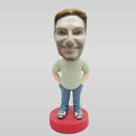 Personalized custom casual man bobblehead