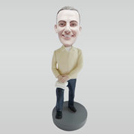 Custom blue jeans male bobble head