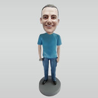 Custom blue pants man bobblehead