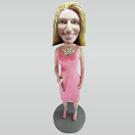 Personalized custom pink dress female bobbleheads