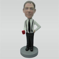 Custom man hold coffee bobbleheads