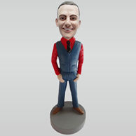 Personalized custom red shirt bobbleheads