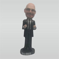 Custom black suit man bobble head doll