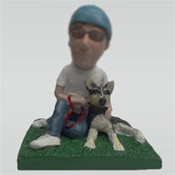 Custom man with his dog bobble heads