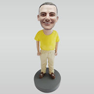 Custom yellow shirt bobbleheads