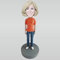 Custom blue jeans female bobble heads