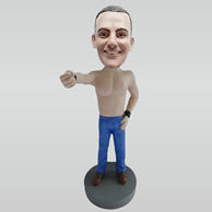 Custom blue jeans man bobble heads