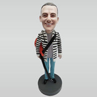 Personalized custom man and guitar bobbleheads