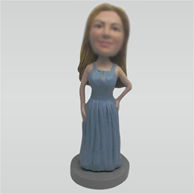 Custom blue dress bobbleheads